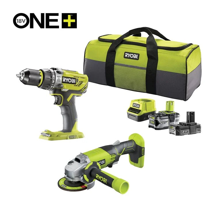 Kit Trapano A Percussione 18V + Smerigliatrice R18Pdag-242S Ryobi