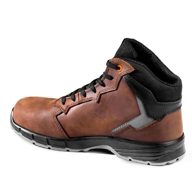 Scarpa alta Targa-H Vic marrone e nera, vista a tre quarti posteriore