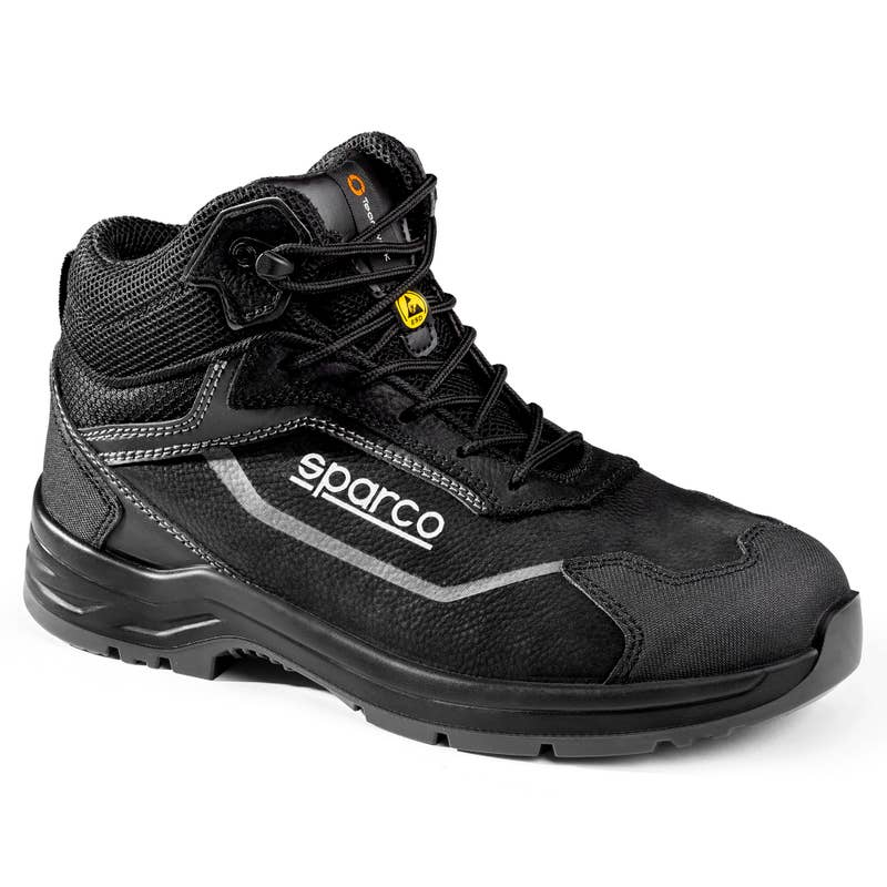 Scarpa alta Indy-H Oscar nera con dettagli grigi, vista a tre quarti