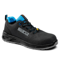 Scarpa Horizon Tek Fresno nera con dettagli azzurri, vista a tre quarti