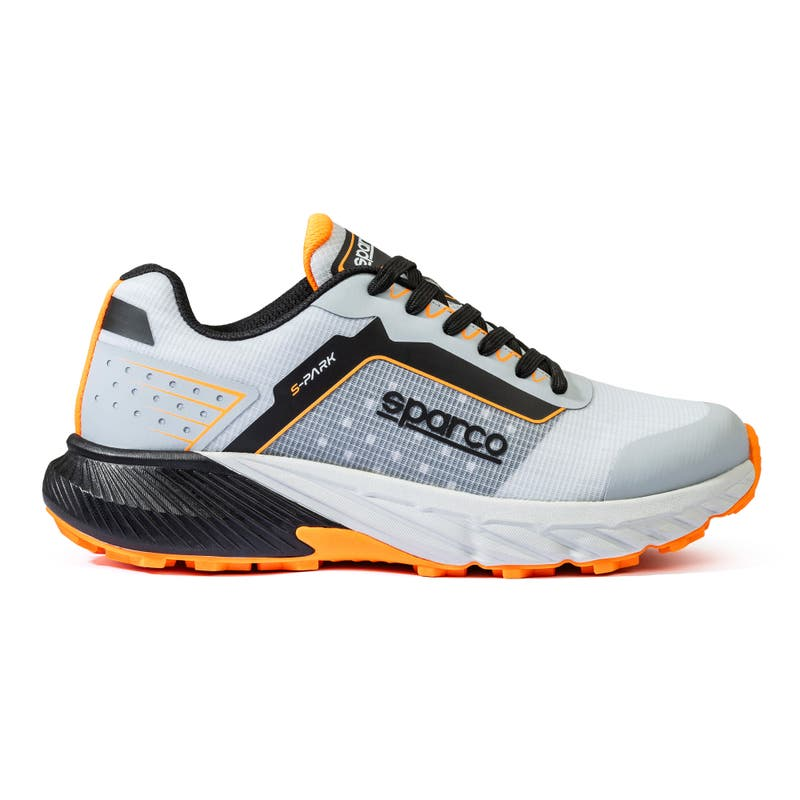 Sneaker S-Park Salou grigia e nera con dettagli arancioni, vista laterale