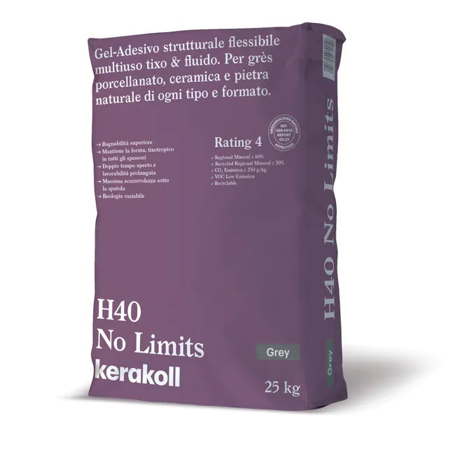 Kerakoll H40 No Limits - Colla per Piastrelle in Polvere 25 kg gGrigio C2TE
