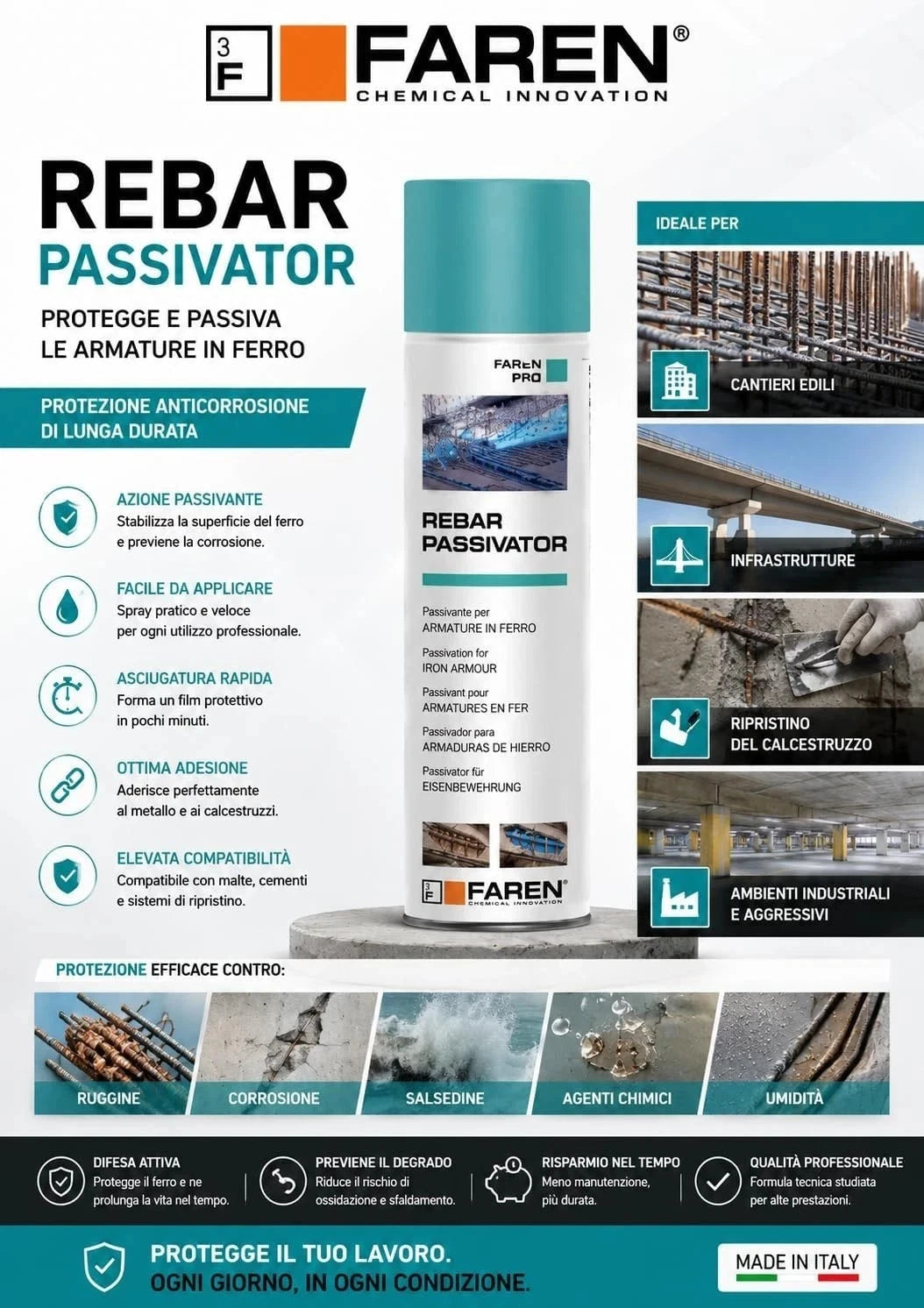 Faren Rebar Passivator Anticorrosivo per Ferri d’Armatura 500 ml
